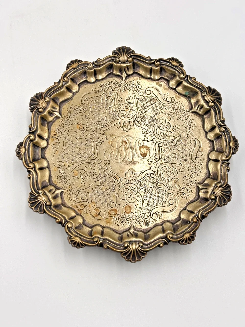 EPNS Silverplate Footed Salver Bailey Banks Biddle Engraved Waiter Tray